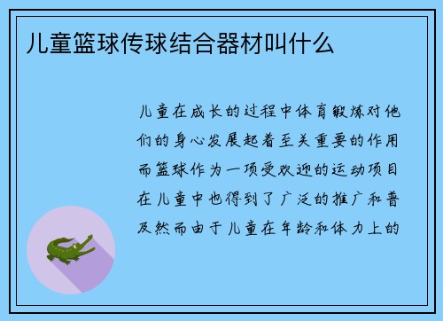 儿童篮球传球结合器材叫什么